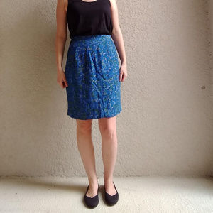 Vintage Blue, Green, & Gold Above the Knee Skirt